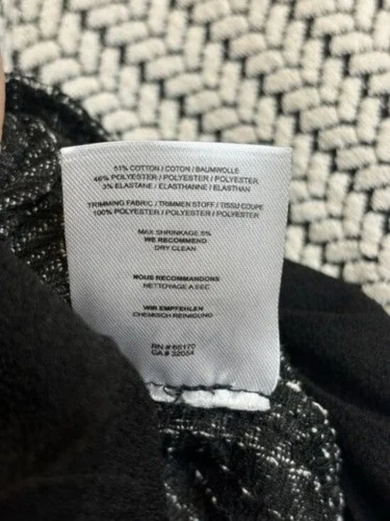 GANNI Anthropologie Jacquard Dress Small Pleated Skirt Herringbone Black White - Picture 8 of 10